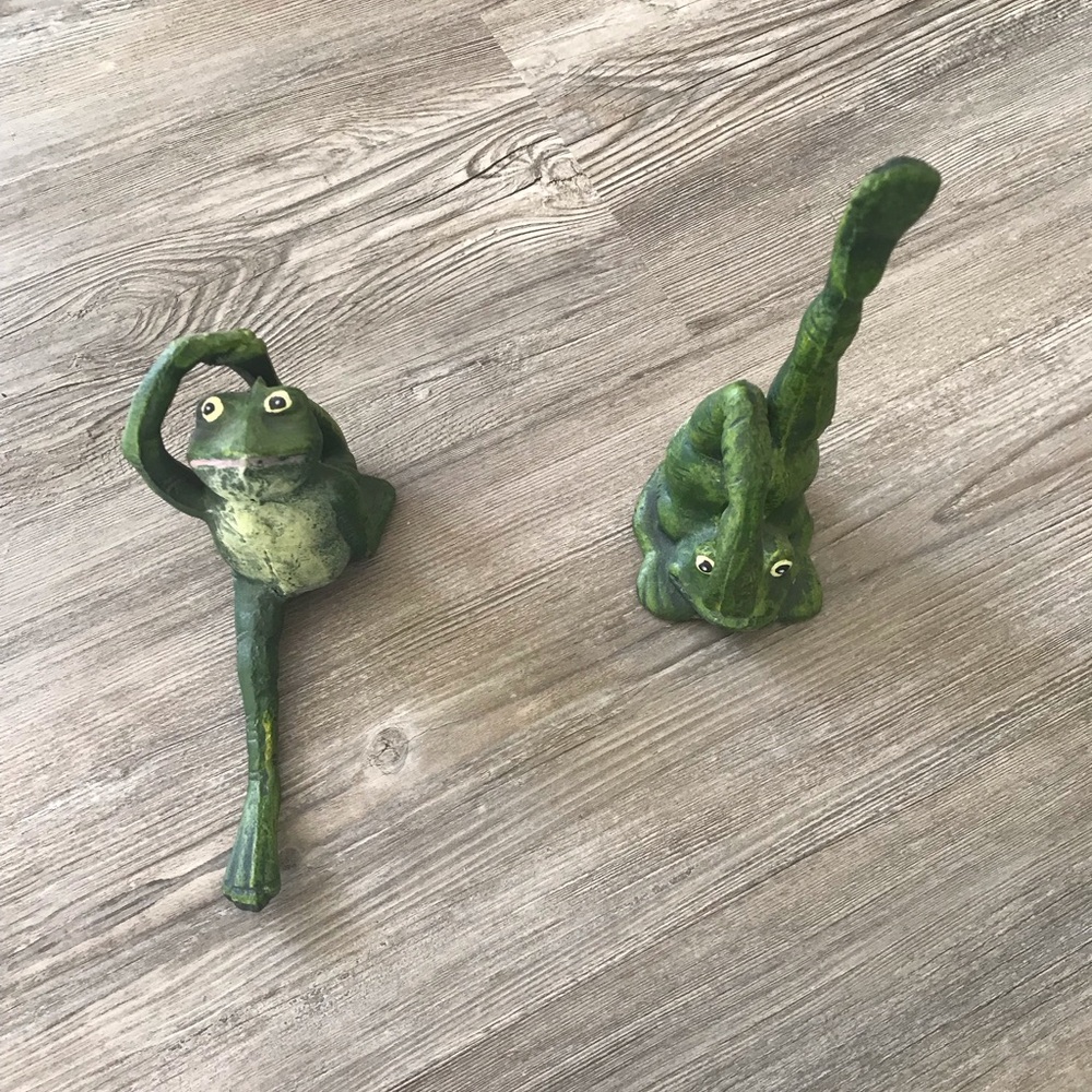 Pair of Yoga Clay Frog Figurines - Playful Home/Garden Accents